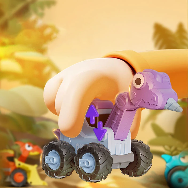 FiveStar Beach Engineering Dinosaur Car One Press Go Toy Plastic Truck Vehicle Children Toys Outdoor Playing