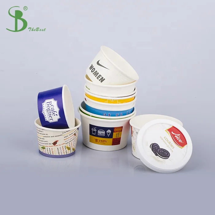 Biodegradable ice cream paper 4oz Lid 4 Oz Ice Cream Cup paper container tubs