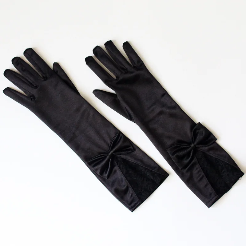 wholesale black lace flower satin sexy gloves with bow party lady banquet decoration lady long glove
