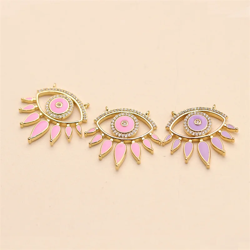 Fashion Bohemia Style Eye Enamel Pendant Brass Gold Plated Necklace Jewelry For Women Girls Children