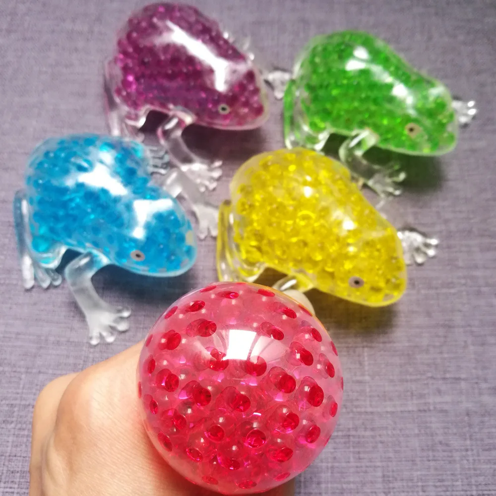 Crystal Frog Sensory Stress Balls Anti Fidget TPR Stress Ball Water Beads Amphibians Soft Squeeze Release Stress Toys OEM ODM
