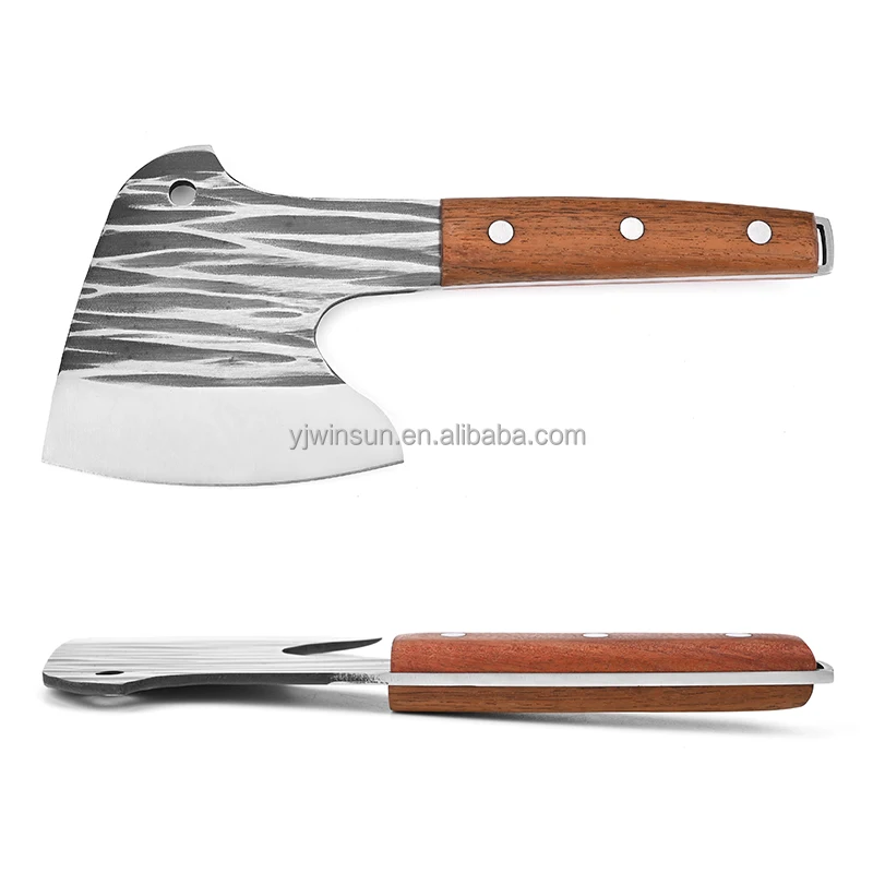Stainless steel kitchen knife  cleaver knife with forging blade mini kitchen axe  chopper  knife with wooden handle.