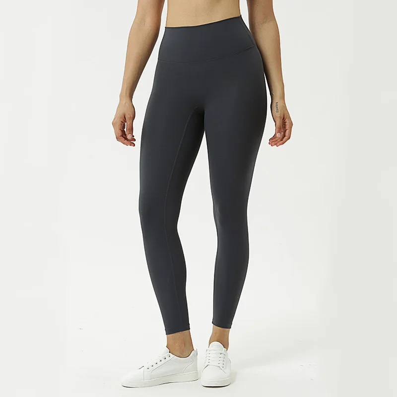 Best Selling High Quality No awkward line Double Sided Sand Low Price Women Girls High Waist Sports Leggings  Yoga Pants