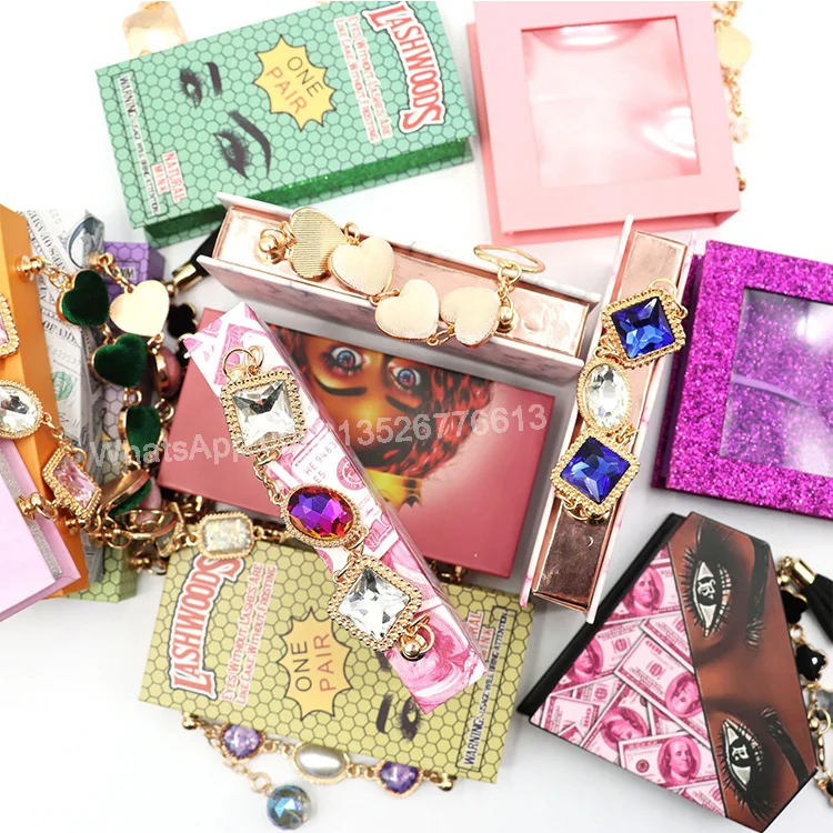 Anerry оптовая продажа с логотипом на заказ Lashpackaging с цепочкой норковые ресницы поставщик чемодан на заказ одна пара чемоданов на цепочке коробка для ресниц