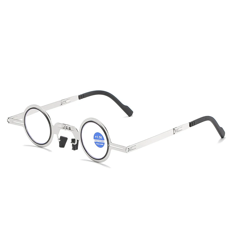 New Mini Metal Folding Reading Glasses Small Round Square Portable Foldable Blue Light Blocking Reading Glasses With Case