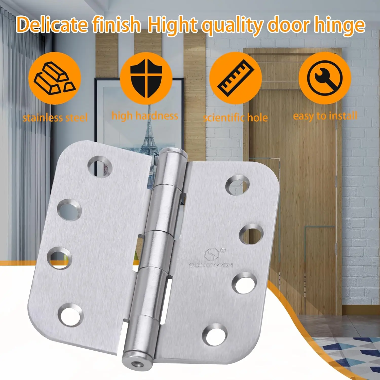 Professional Manufacturer Custom Logo Security Stud Stainless Steel Ball Bearing Door Hinge Self Closing Door Hinge