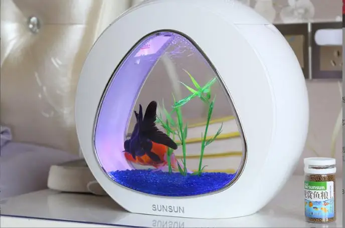 SUNSUN Aquarium Creative Gold Fish Tank With Filter System Mini Desktop Fish Tank Aquarium Decoration Fish Tank Aquarium
