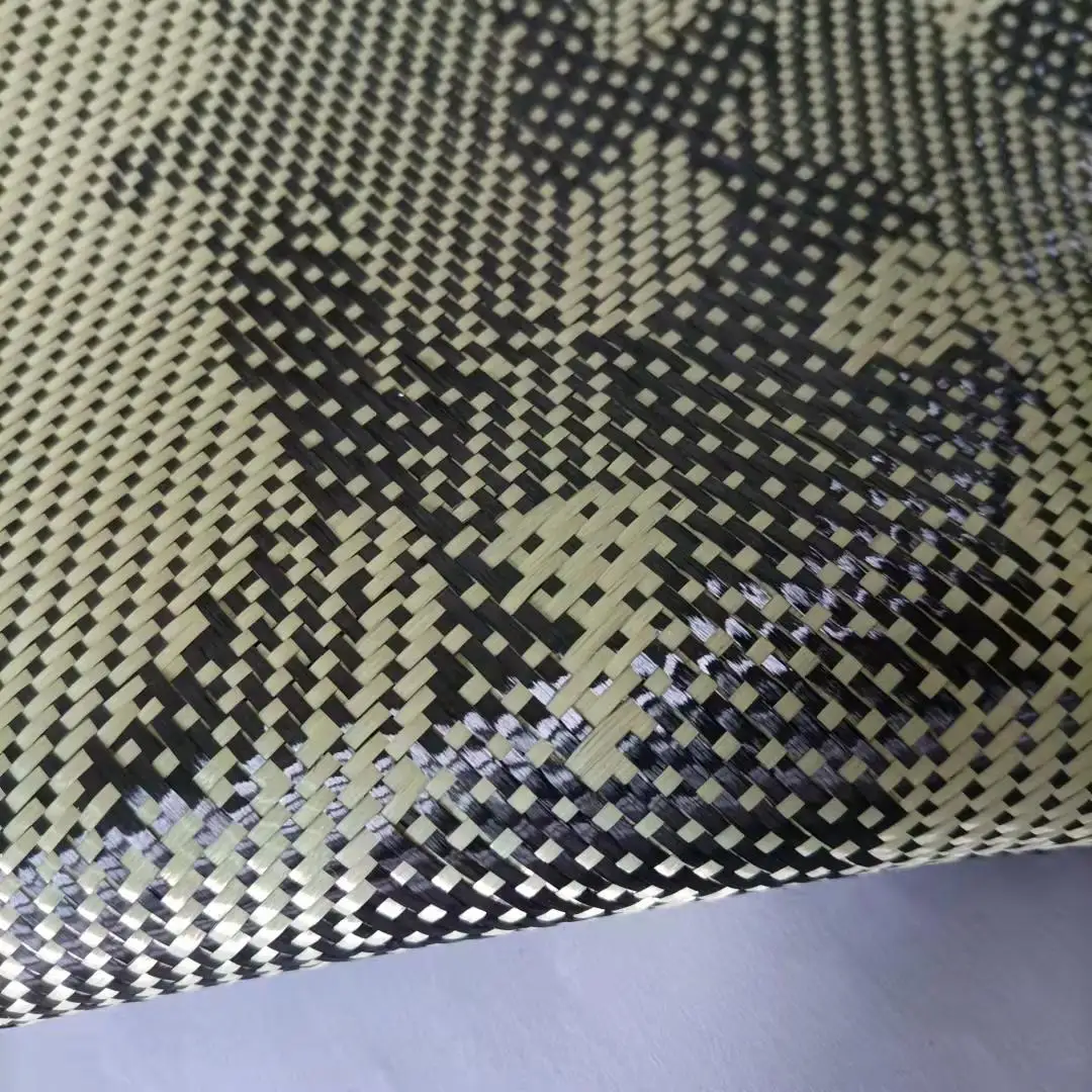 Yellow and black camouflage pattern carbon fiber cloth aryl carbon mixed kevlar jacquard braided multi-color optional