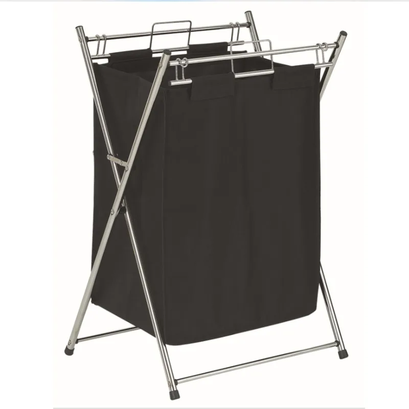 Chromed Tube laundry canvas hamper laundry basket collapsible  storage basket with handle