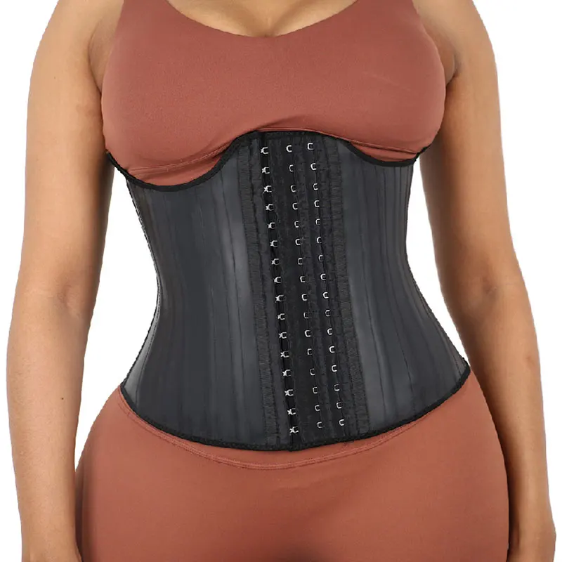 OEM ODM Black Women Underbust 25 Steel Bones Sport Girdle Firm Belly Control W Shape Rubber Latex Waist Trainer Corset
