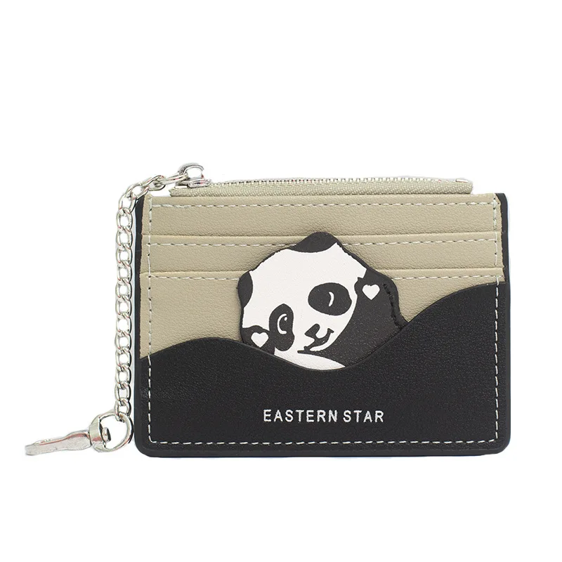 Roda Cute Panda Card Holder Small Pocket Wallet Key chain Zipper Coin Purse Mini Cash & Coin & Cards Case for Women Men