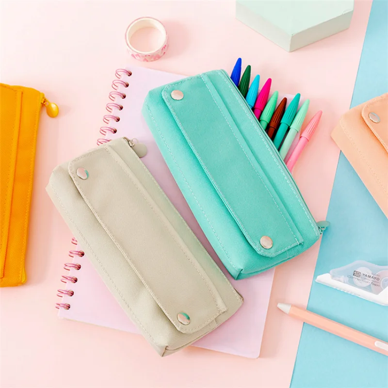 Promotion Mint Green 600d Oxford Durable Simple Style Wholesale Children Pencil Case Student Pencil Bag Pencil Pouch