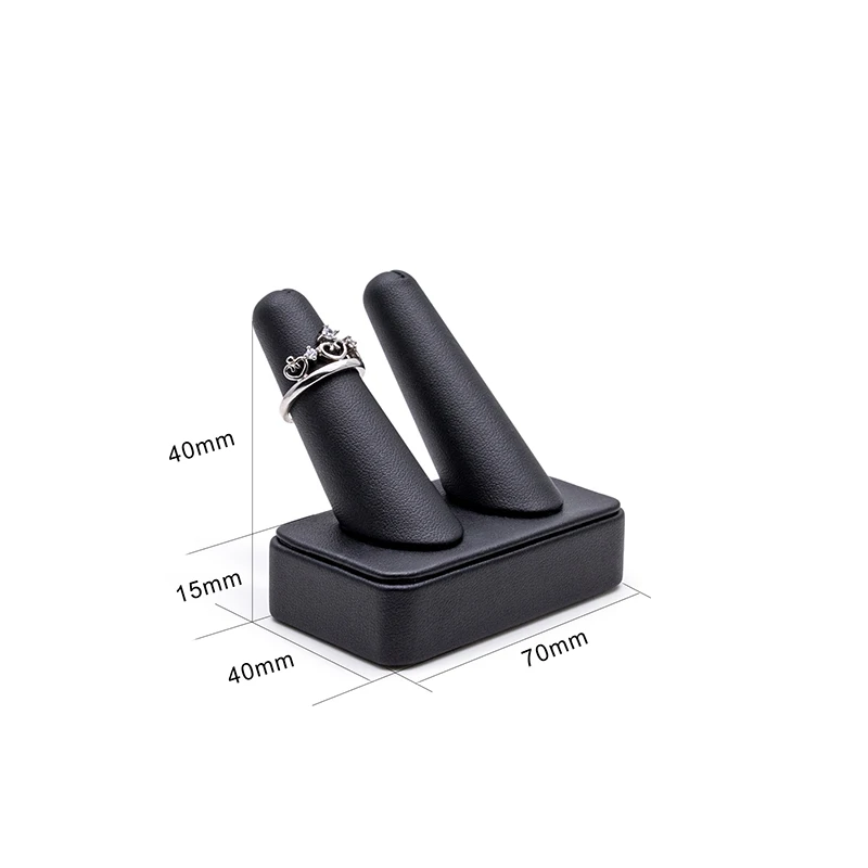 Wholesale Black White PU Fingers Wedding Ring Holder Jewelry Display Rack Cone Ring Display Stand