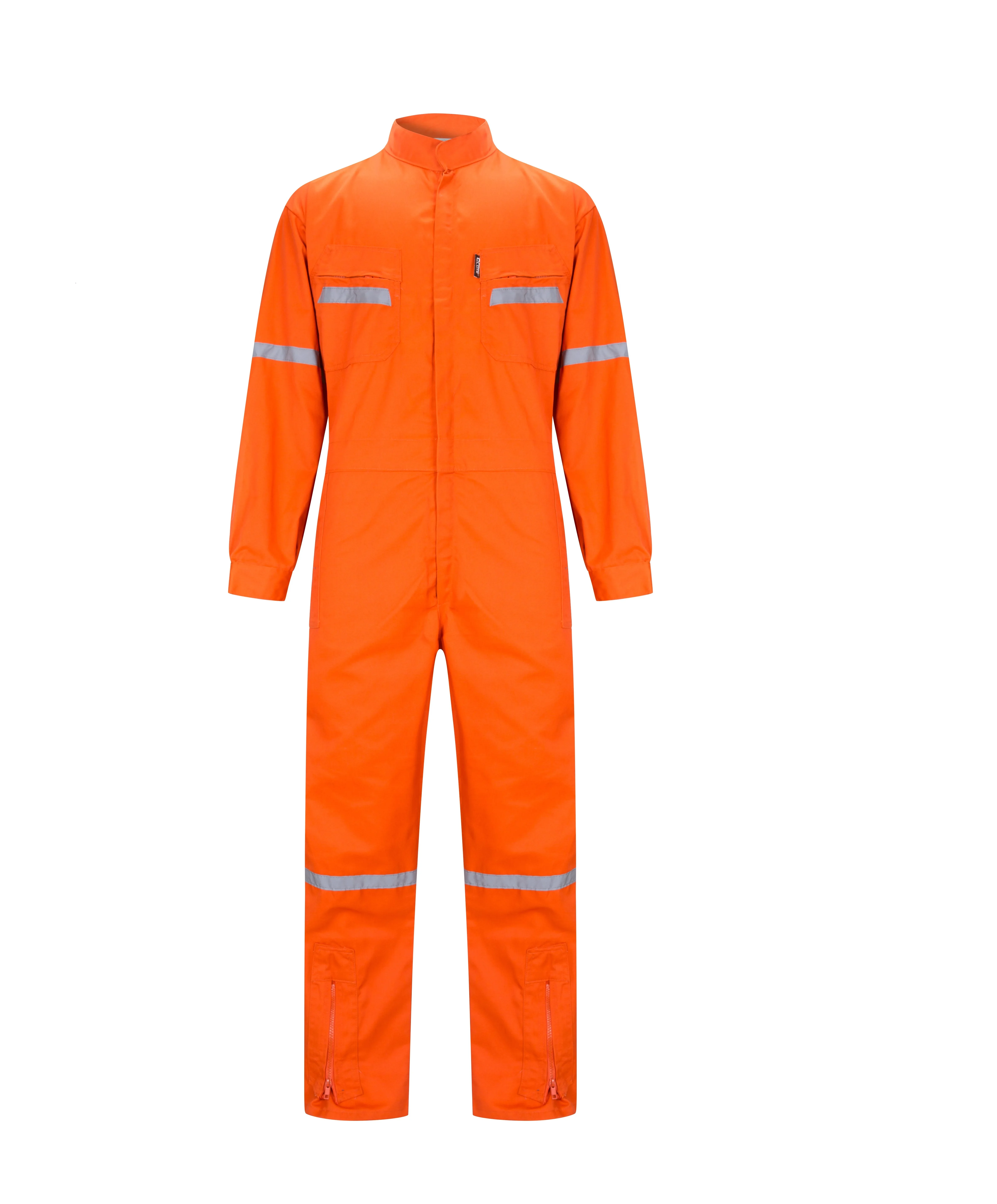 Factory Supply 100% Cotton Twill OEM Orange First Safety Overall With Reflective Tape For Workwear Safety Coverall