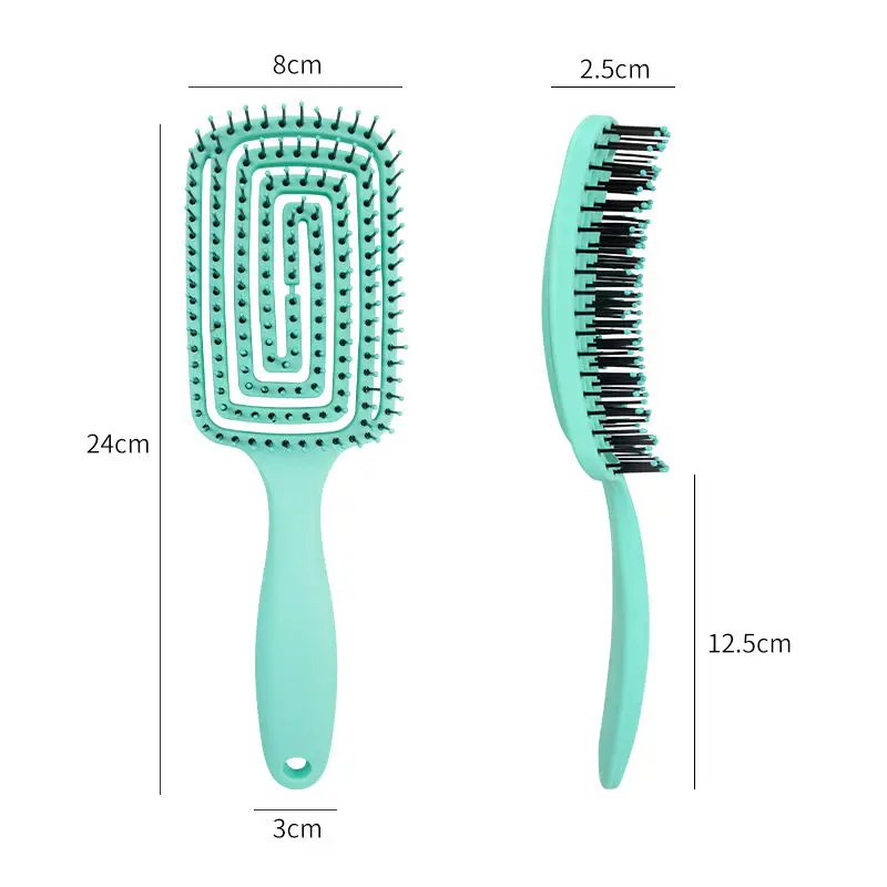 Curved Vented Detangling Hair Brush Cushion Hairbrush Vent Brushes With 6 RowBoar nylon Bristles for Women Styling Curly