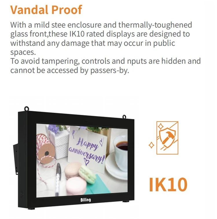 43 49 55 65 inch wall mount Interactive digital touch advertising signage lcd screen high brightness 32 inch outdoor lcd display
