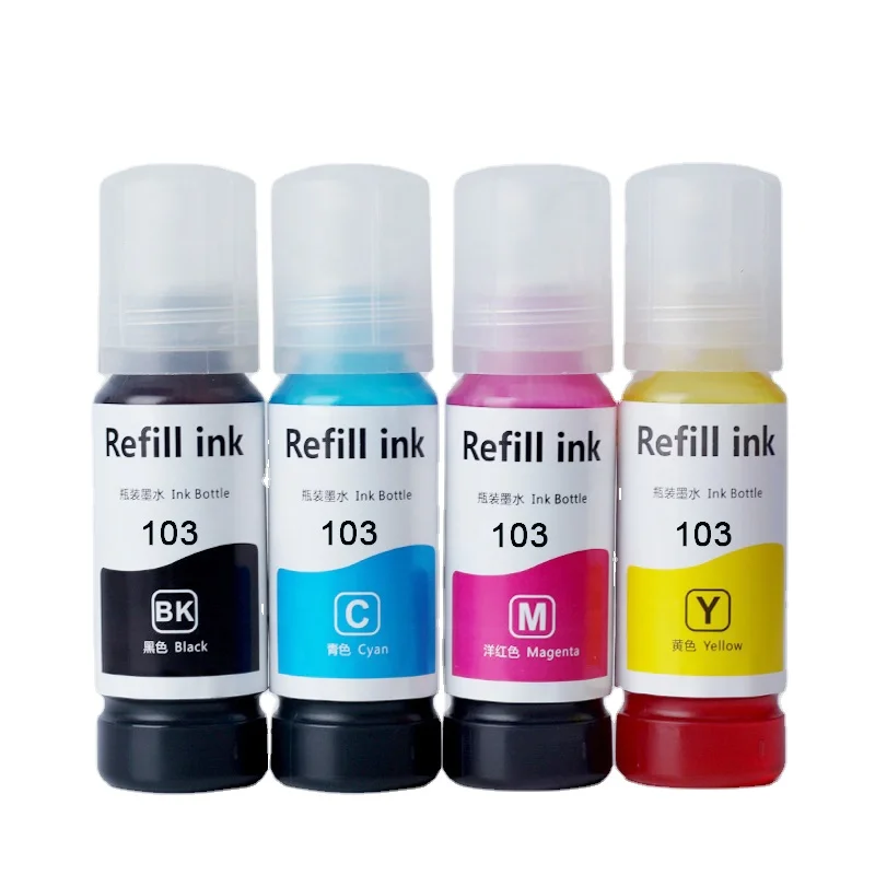 70ml T103 103 T544 544 T522 T003 003 premium dye ink for Epson L1119 L1118  L3150 L3151 L3110 L3118 L3119 a4 inkjet printer