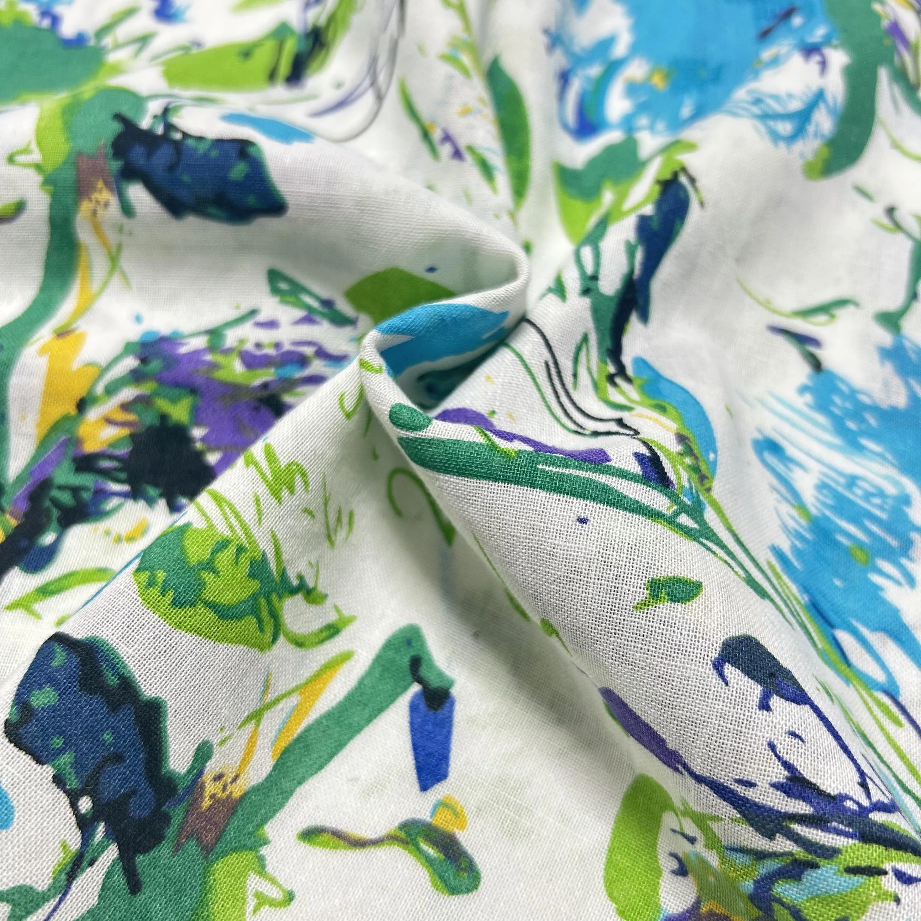 Summer thin printing ramie cloth high-end small floral cotton linen fabric skirt linen fabric