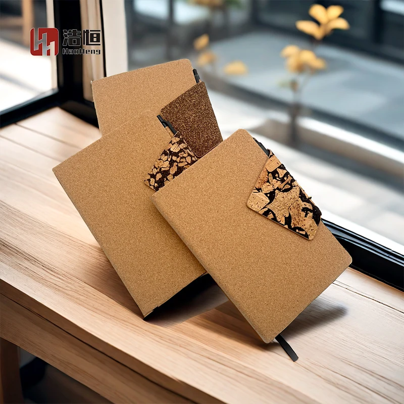 ECO Friendly Material Buckle Environmental Protection Notebook Coffee Cork Notebook for School and Business Office Gift Brown
