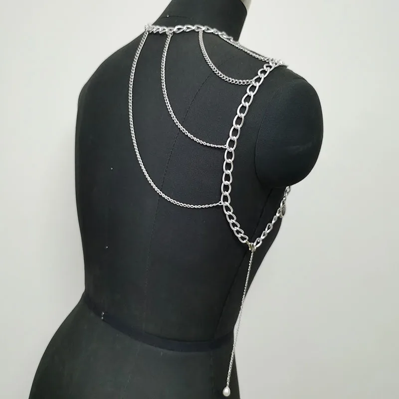  NAKAMURA Fashion multi layer metal body chain popular accessories multi-layer fringe shoulder