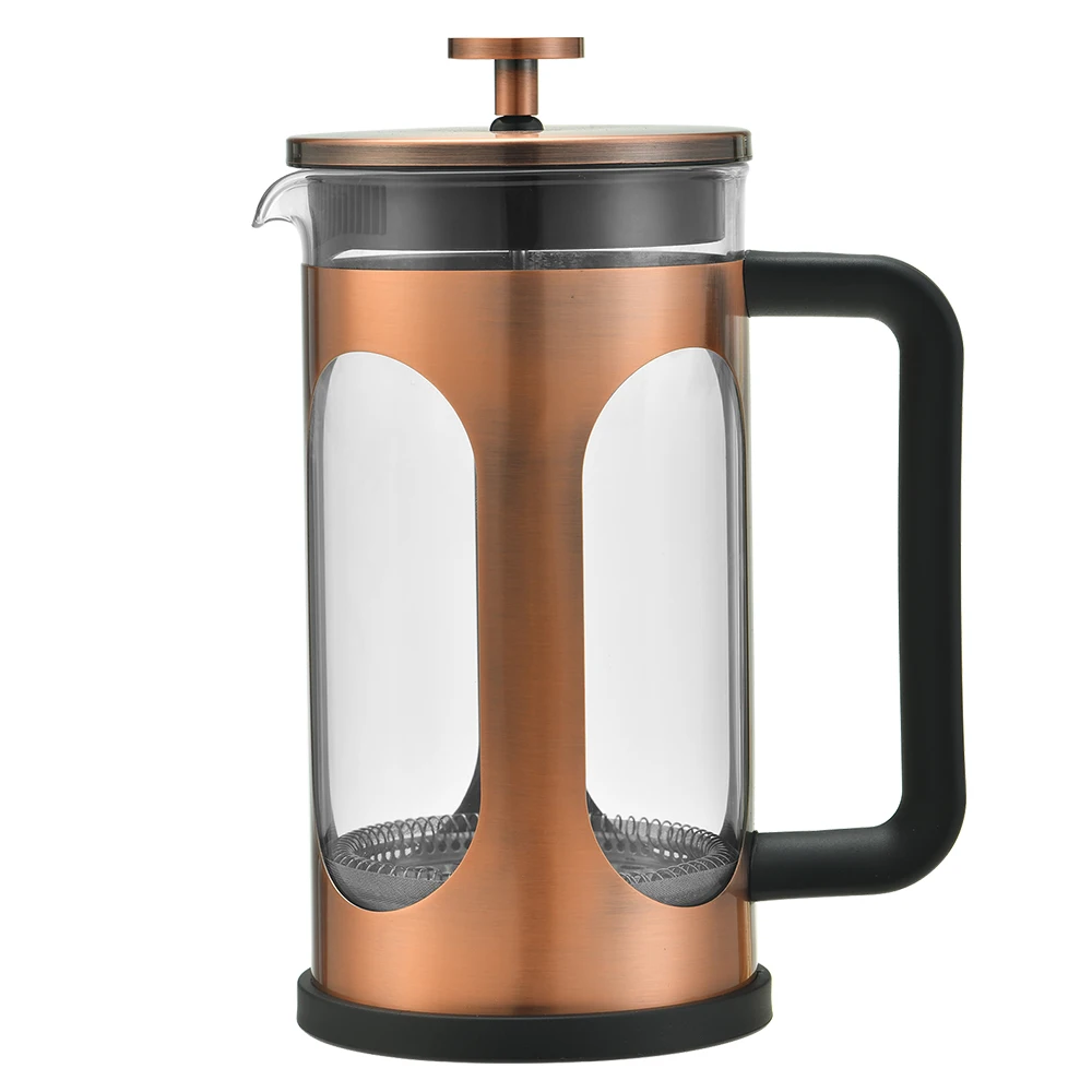 Hot sale French Press For Coffee Borosilicate Glass French Press Pot Classic Copper Stainless Steel,350ml French Press Tea Pot
