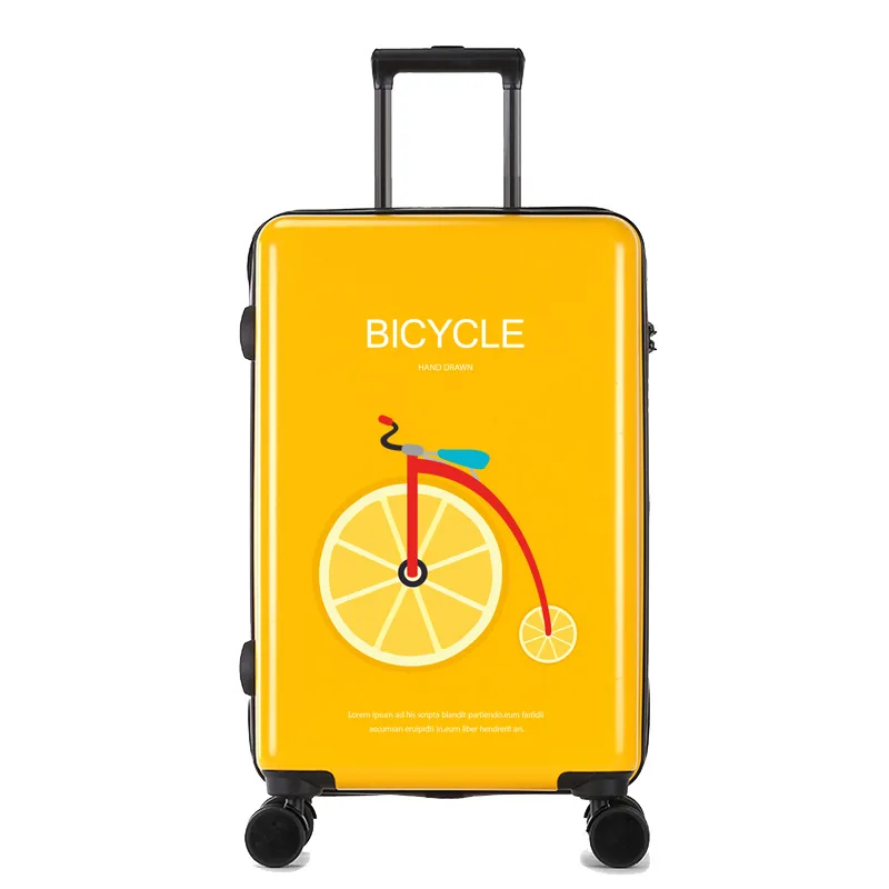 DIY UV Printed Trolley Cartoon Cabin Travel Luggage Suitcase SPINNER Color TPU Customized ABS OEM Long-distance Travel Women 100