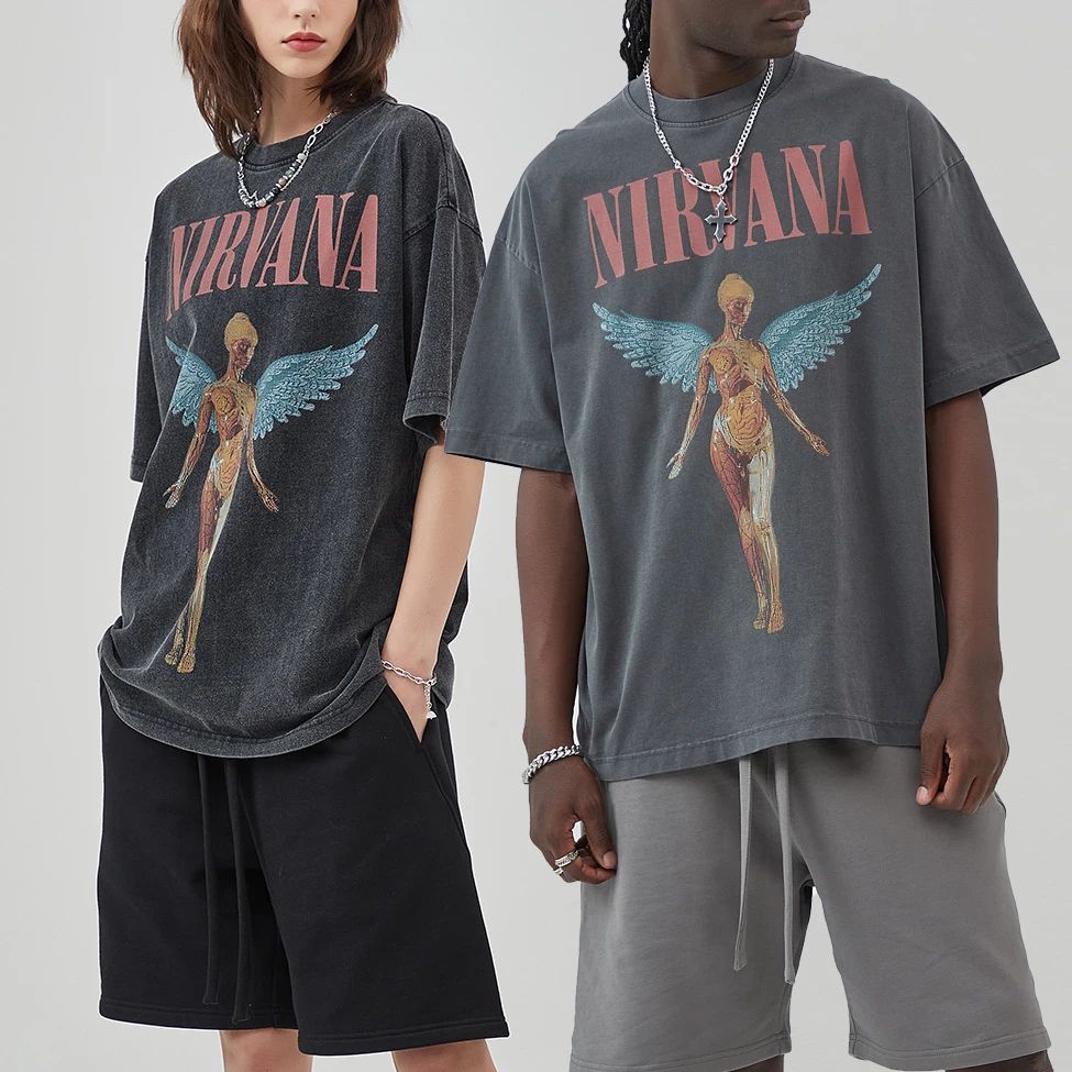 wholesale custom premium t-shirt Streetwear Heavyweight Tshirt Oversize 100 cotton t shirt  DTF Printed Unisex Graphic t shirts