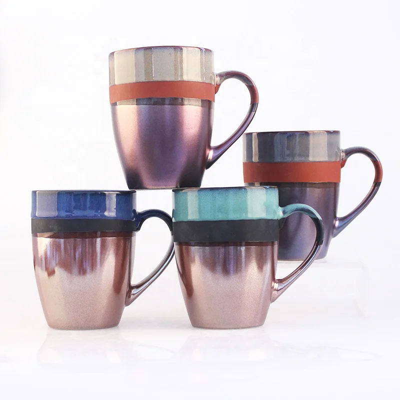 Creative Various Styles Personalized customized Logo handgrip shape metal glazed ceramic mug