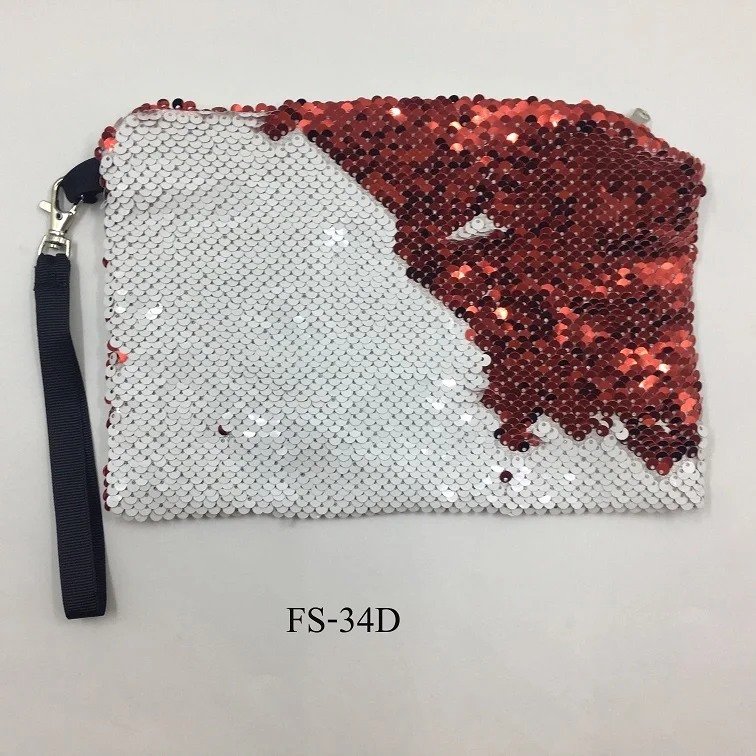 RubySub 16*23CM Custom Sequins Cosmetic Bag Sublimation Makeup Bag With Rope storage bag