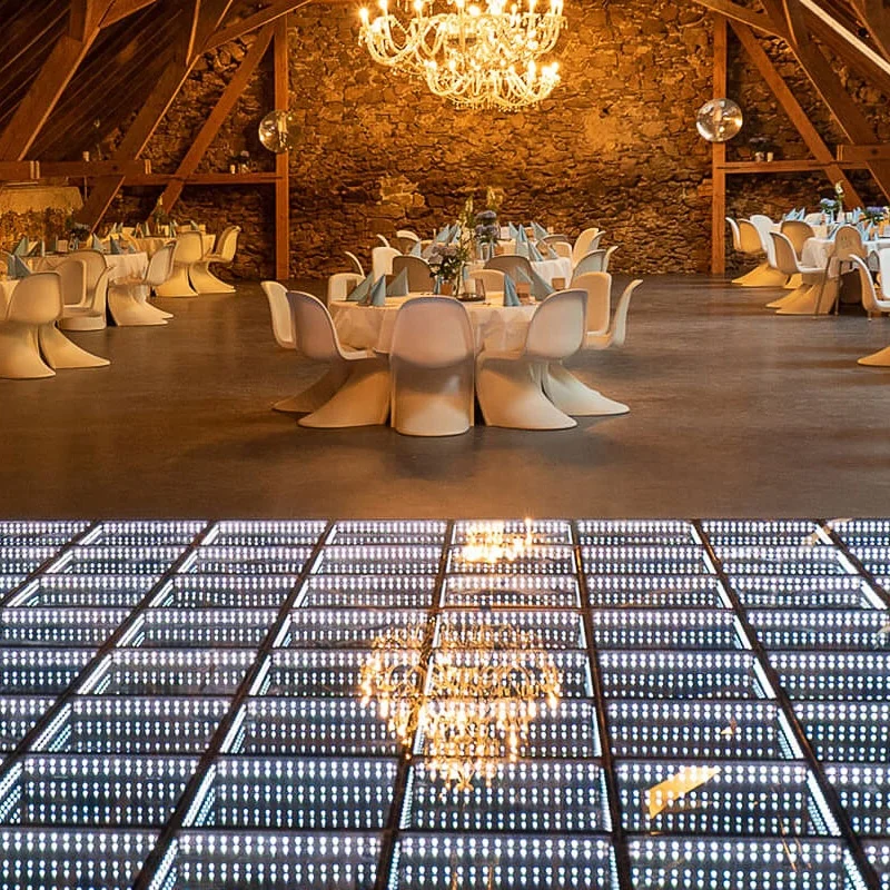 Factory price portable light up white interactive china video 3d led display mirror dance floor panels tiles wedding magnetic