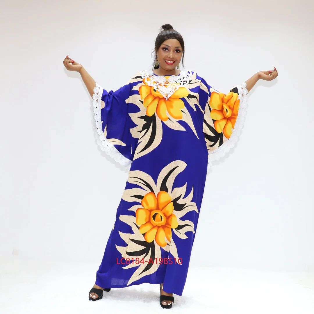 New Style African Clothing Abaya Velvet Embroidery Lace Boubou With Scarf For Women