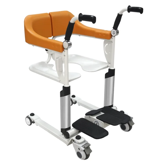 
2021 professional waterproof adjustable height commode seat Pedal transfer chair for patients 