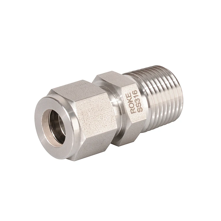 SS316 Stainless Steel NPT/BSPT Double Ferrule Tube Fittings Male Thread Compression stainless steel male connector