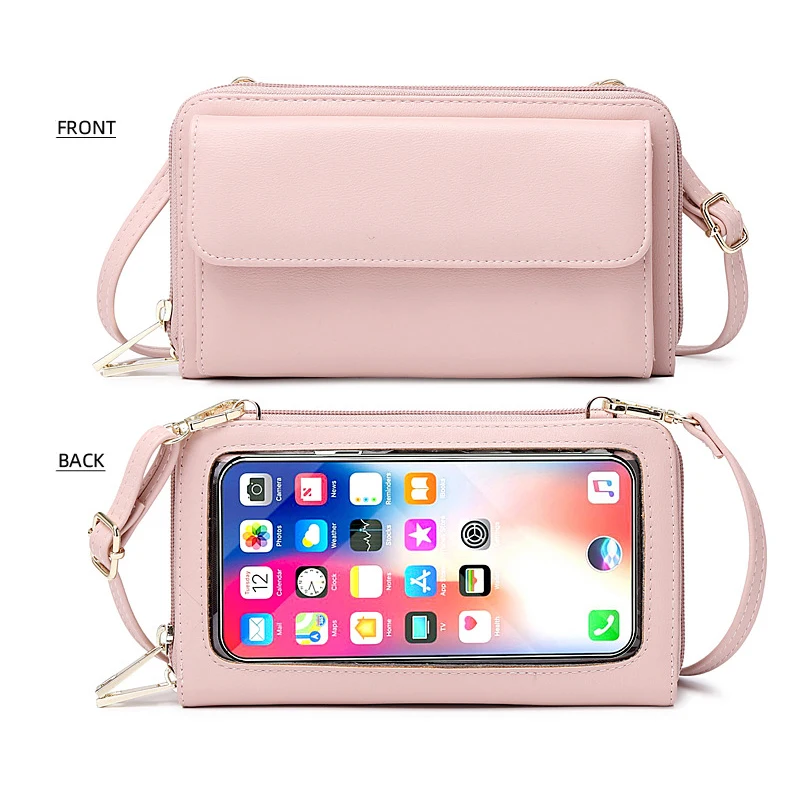 Small Shoulder Bag Touch Screen Cell Phone Purse Fashion Women Leather Crossbody Mobile Phone Bag