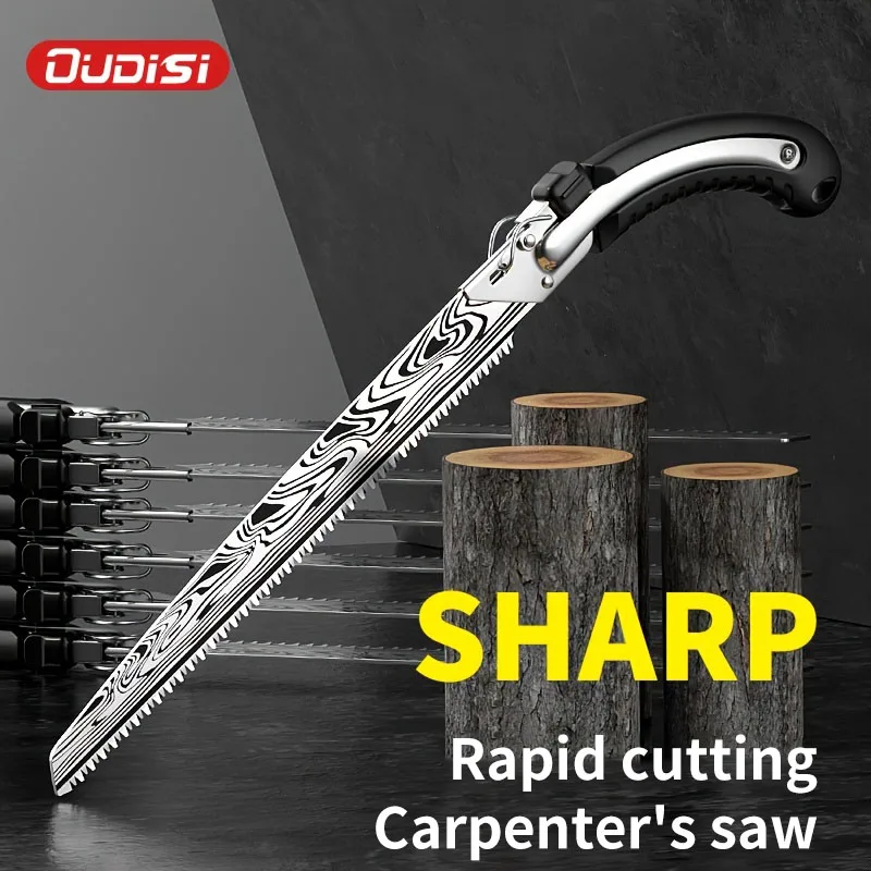 Garden folding saw dry wood pruning saw camping folding hand saw Damascus hand saw