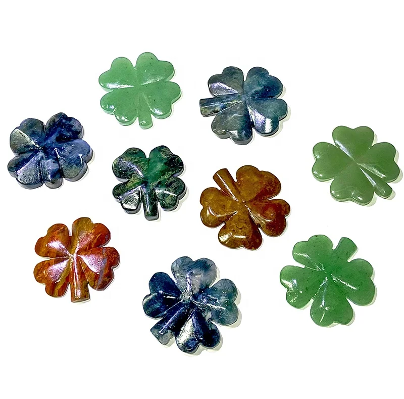 Natural Lucky Clover Shape Wholesale Four Leaf Clover Gemstones Mother  jewelry decoration
