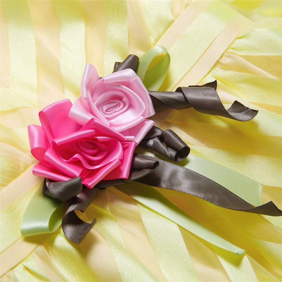 Pettigirl Wholesale Dress Children Prom Yellow Elegant Birthday Tulle Kids Girl Summer Gorgeous Clothing Set 2 3 4 5 6 8 10 12Y