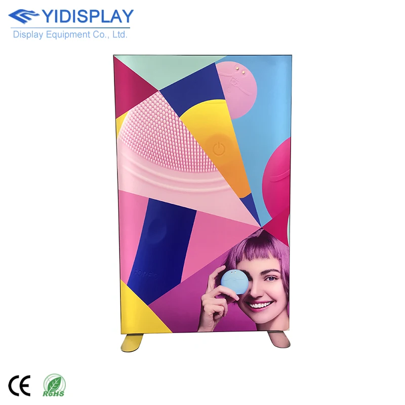 New advertising square aluminium frame custom uv fabric double sided portable display stand LED lightbox SEG light box