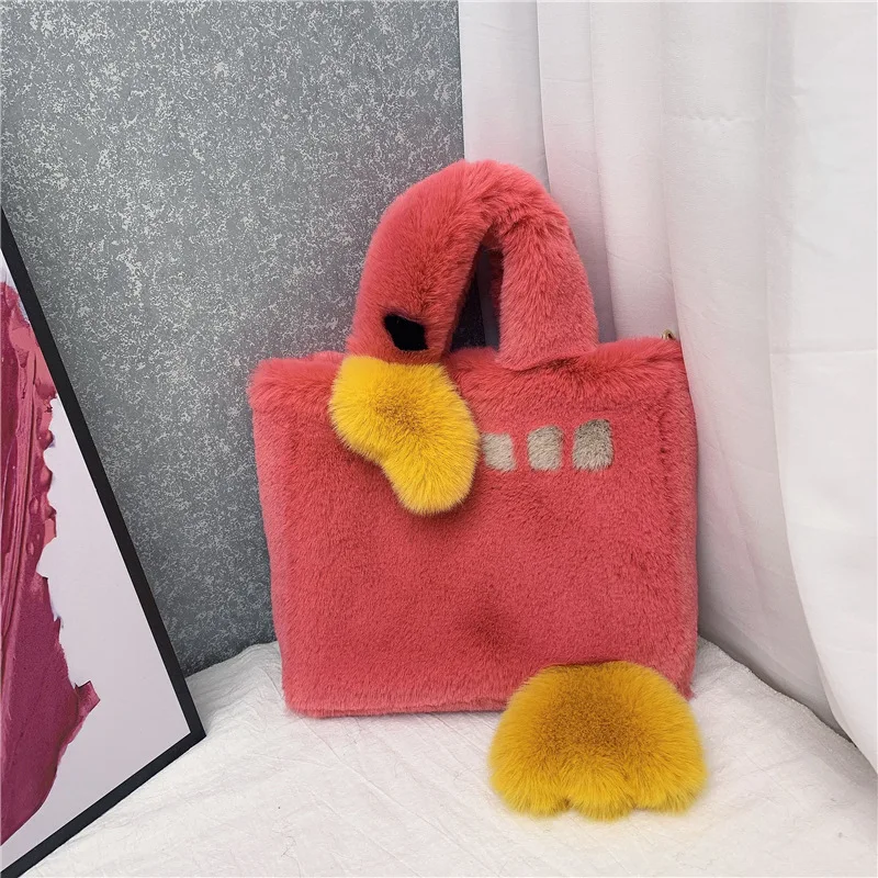 High Quality Fashion Plush Bag Small Yellow Duck Cross-body Tote Bag Matching Shoes And Clothing For Winter