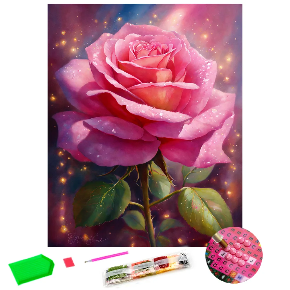 Red Rose Handmade DIY Diamond Painting Set Full Diamond Cross Embroidery Home Decoration Hanging Picture
