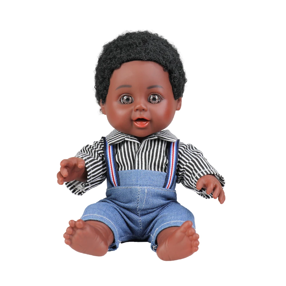 25 CM black real lifelike reborn baby doll newborn African boy dolls for kids with afro hair