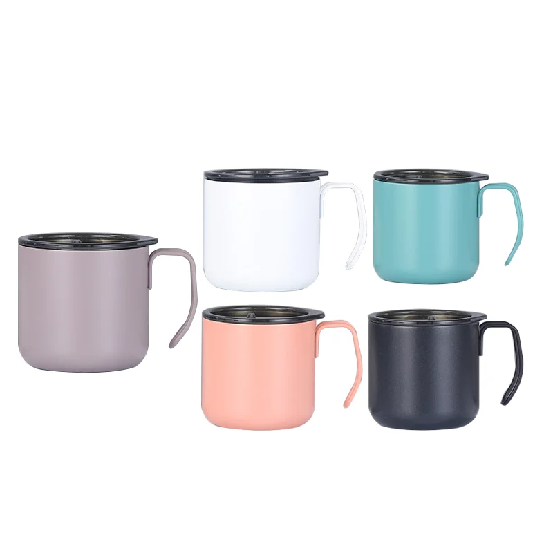 Customized Logo And Color Tumbler 350ml Double Wall 304 Metal Coffee Mugs With Handle - Buy Coffee Mugs