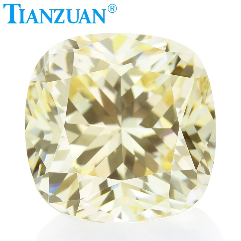 Свободные фианиты класса 6A, форма подушки, Алмазная огранка, маленький желтый цвет, кубический цирконий, искусственные драгоценные камни