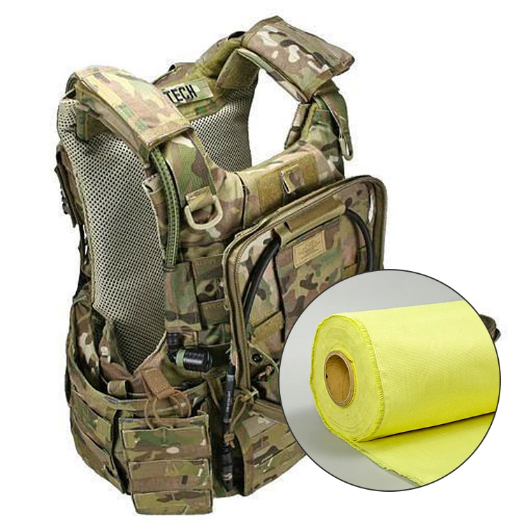 Factory Price 1500d 200gsm Aramid Fabric Ballistic Twill Yellow Plain Woven Aramid Fiber Fabric For Industrial Use