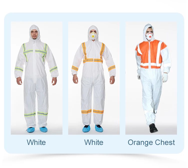 High Visibility Disposable Coveralls With Reflective Taps White Reflective Safety Overall Disposables Rain Proof