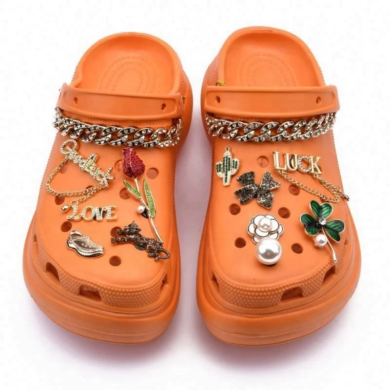 50% Off Wholesale custom rhinestone metal bling sock charms for sock decoration clog shoe charms decoration