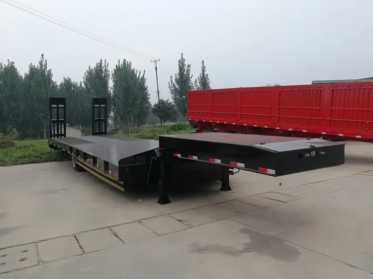 
China HEAVY Low Bed Cargo Semi Trailer for Dozer Loader Excavator Truck 