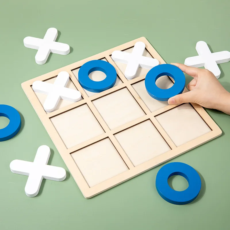 Оптовая продажа деревянная доска Tic Tac Toe XO настольная игрушка классические Семейные игры строительные блоки интерактивные шахматные игрушки