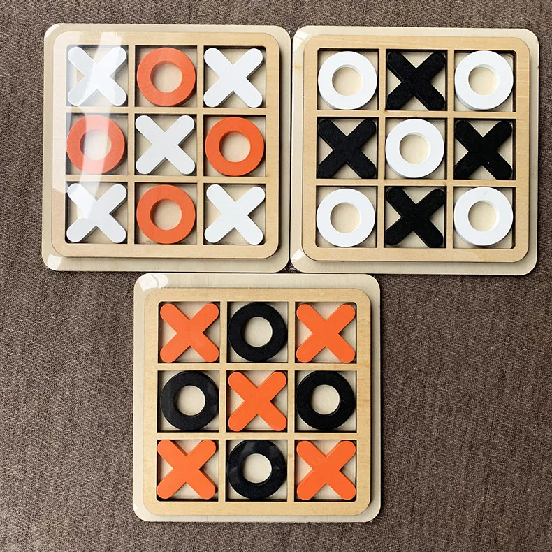 Yzora table toy player room tic tac toe wooden play fun board game for adult rustic kids travel