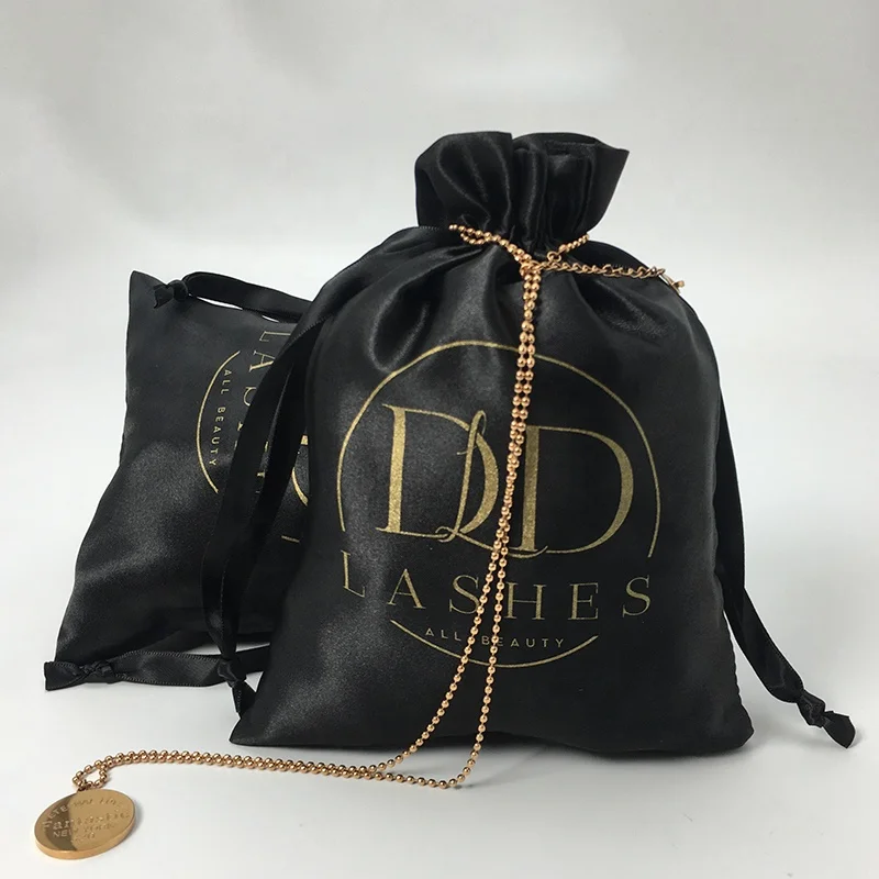 Изготовленный на заказ логотип атласная Пылезащитная сумка парик для наращивания волос роскошный атласный шнурок подарочная упаковка Пакеты